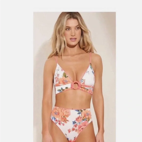 SET - Maaji coral/peony shine Suzy q reversible bikini - medium. nwot - Picture 2 of 11